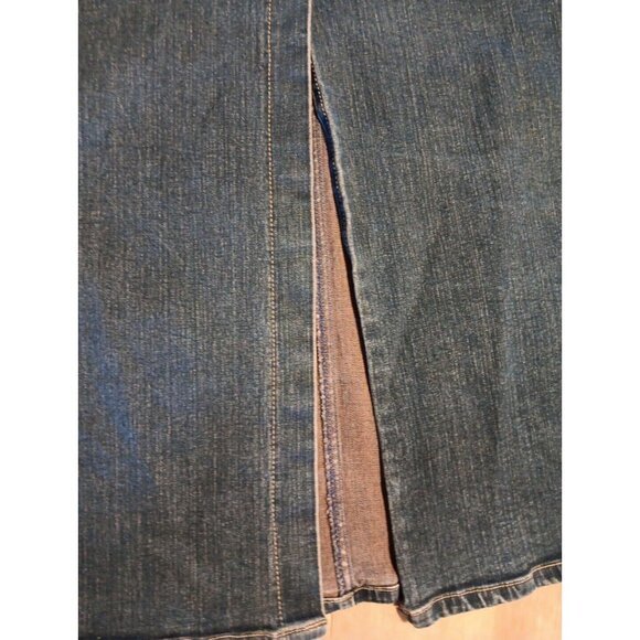 Vtg Jalate Denim Maxi Skirt Juniors 9 10 Grommet Strappy Fringe Tie Western Boho - Picture 6 of 6